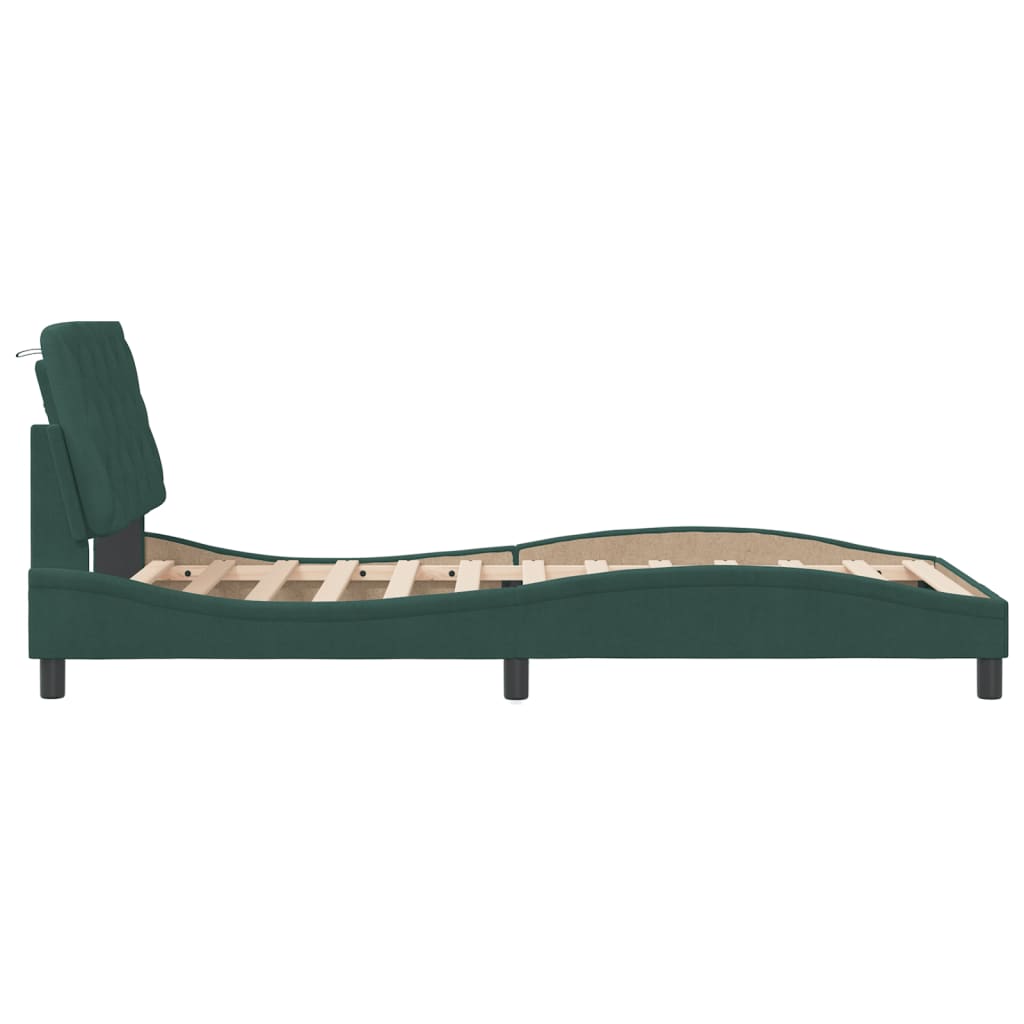 Cadre de lit sans matelas vert foncé 100x200 cm velours