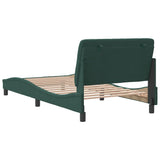 Cadre de lit sans matelas vert foncé 100x200 cm velours