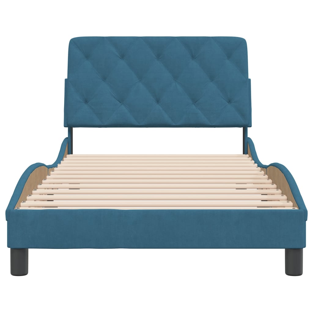 Cadre de lit sans matelas bleu 100x200 cm velours