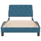 Cadre de lit sans matelas bleu 100x200 cm velours