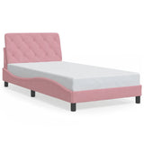 Cadre de lit sans matelas rose 100x200 cm velours