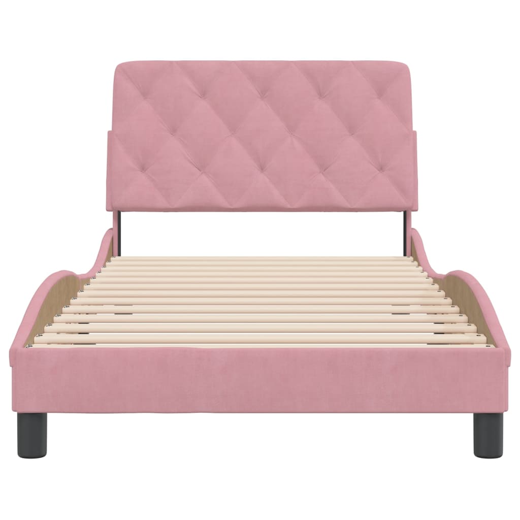 Cadre de lit sans matelas rose 100x200 cm velours