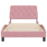 Cadre de lit sans matelas rose 100x200 cm velours