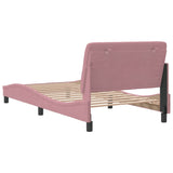 Cadre de lit sans matelas rose 100x200 cm velours