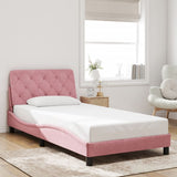 Cadre de lit sans matelas rose 100x200 cm velours