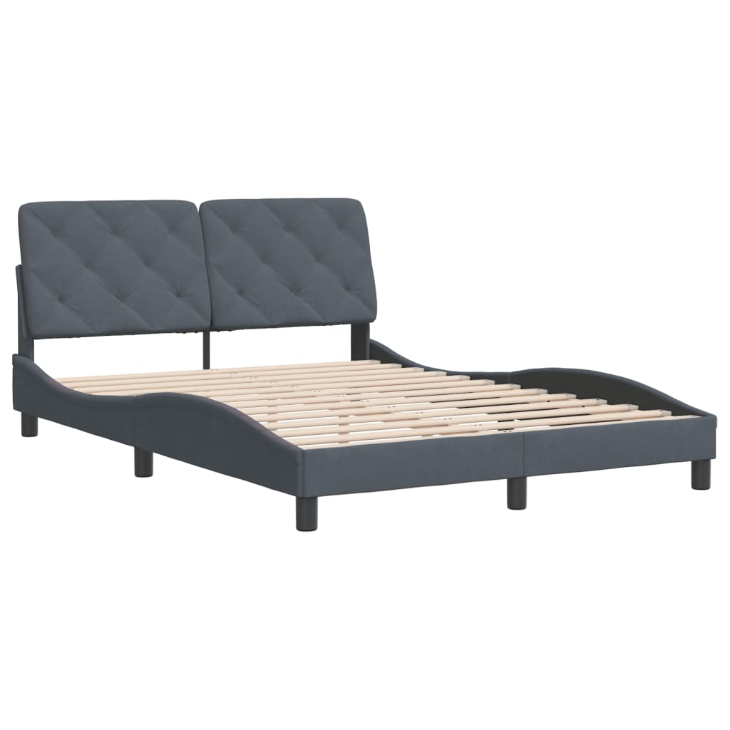 Cadre de lit sans matelas gris foncé 120x200 cm velours