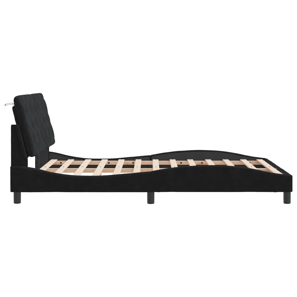 Cadre de lit sans matelas noir 120x200 cm velours