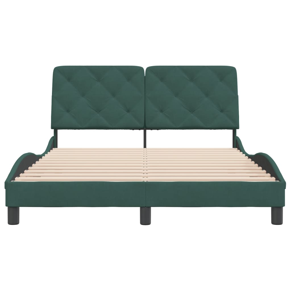 Cadre de lit sans matelas vert foncé 120x200 cm velours