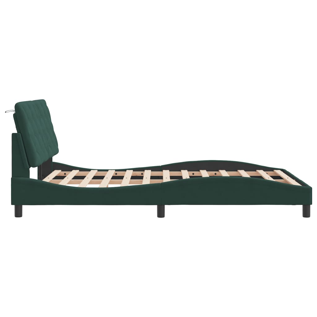 Cadre de lit sans matelas vert foncé 120x200 cm velours