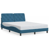 Cadre de lit sans matelas bleu 120x200 cm velours