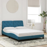 Cadre de lit sans matelas bleu 120x200 cm velours