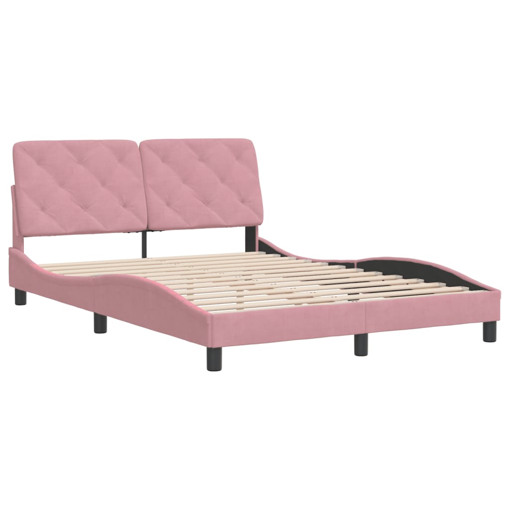 Cadre de lit sans matelas rose 120x200 cm velours