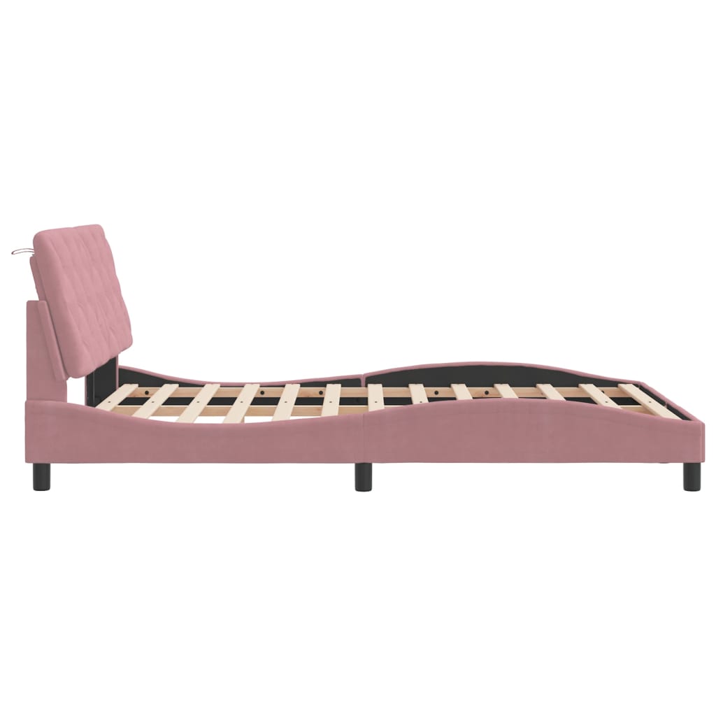 Cadre de lit sans matelas rose 120x200 cm velours