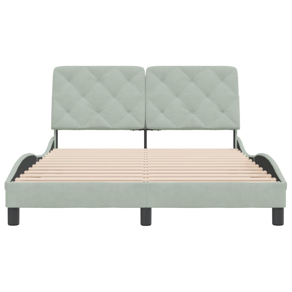 Cadre de lit sans matelas gris clair 140x190 cm velours