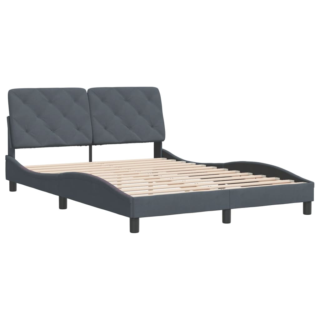 Cadre de lit sans matelas gris foncé 140x190 cm velours