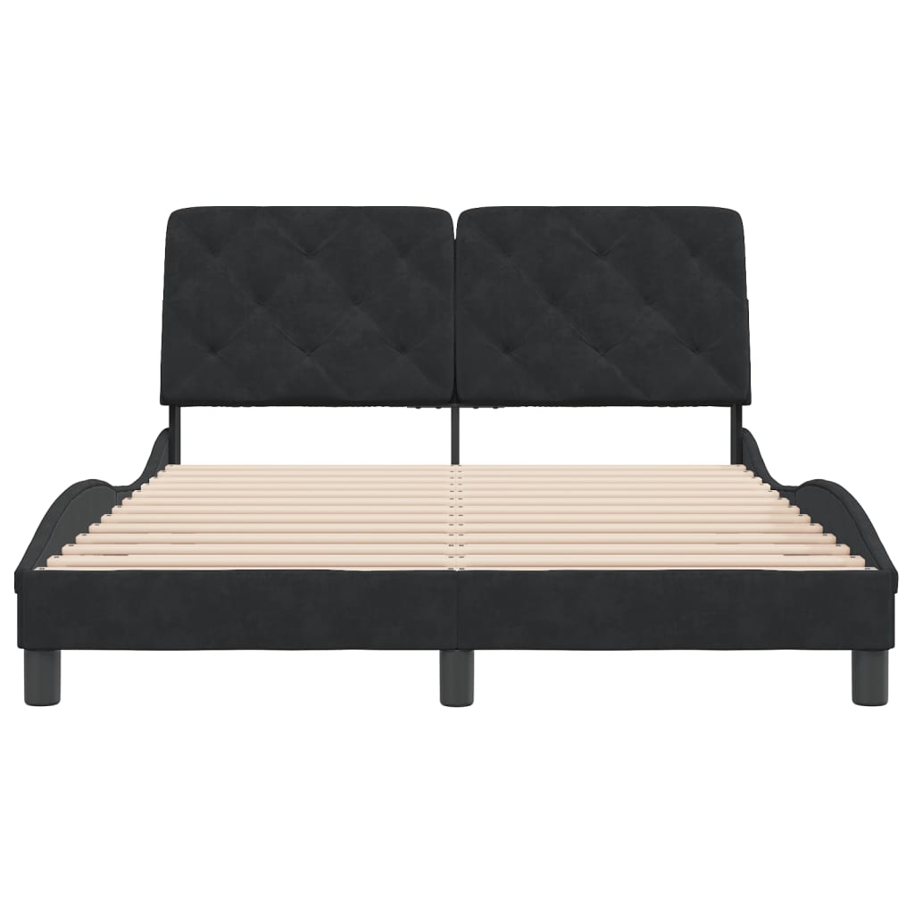 Cadre de lit sans matelas noir 140x190 cm velours