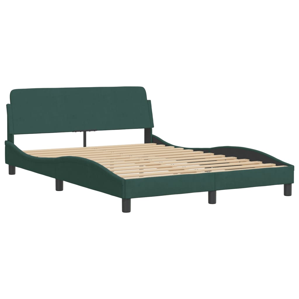 Cadre de lit sans matelas vert foncé 140x190 cm velours