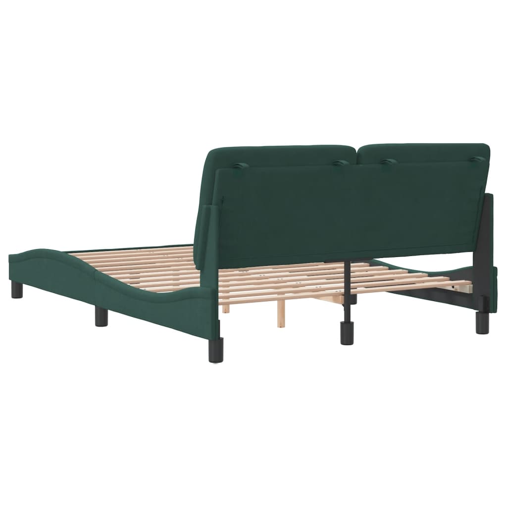 Cadre de lit sans matelas vert foncé 140x190 cm velours