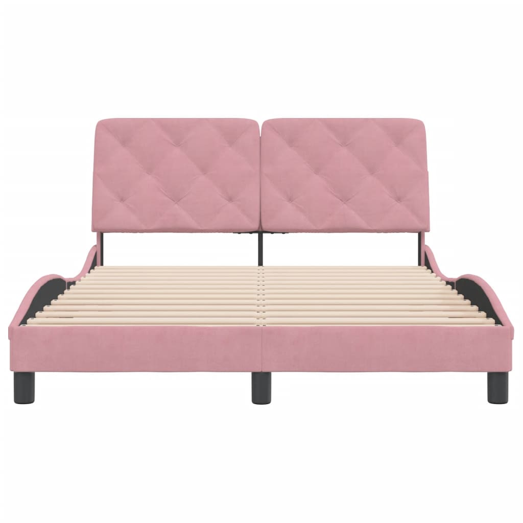 Cadre de lit sans matelas rose 140x190 cm velours