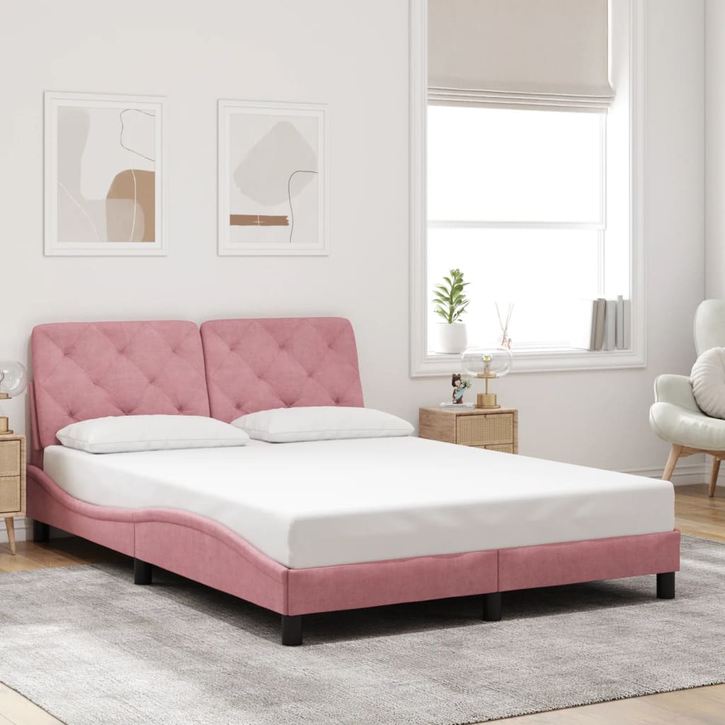 Cadre de lit sans matelas rose 140x190 cm velours