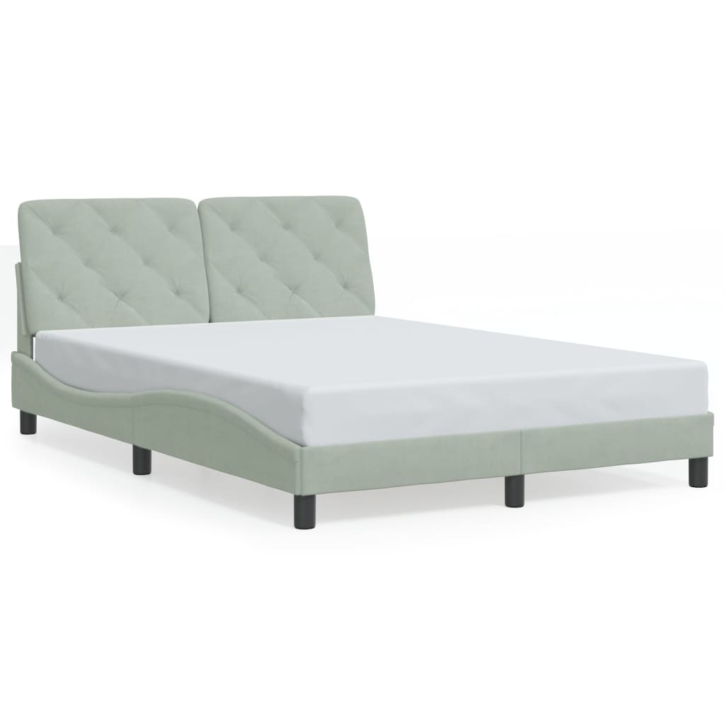 Cadre de lit sans matelas gris clair 140x200 cm velours