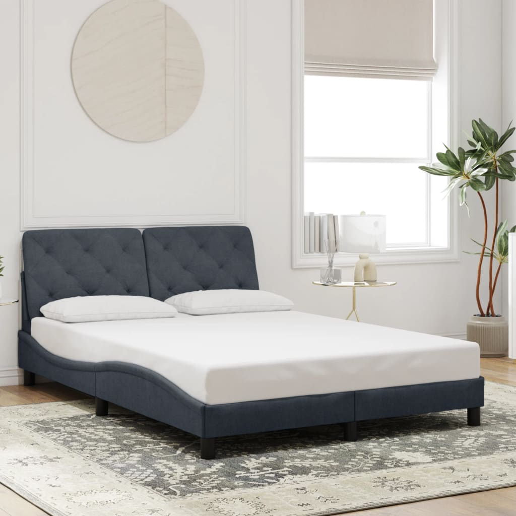 Cadre de lit sans matelas gris foncé 140x200 cm velours