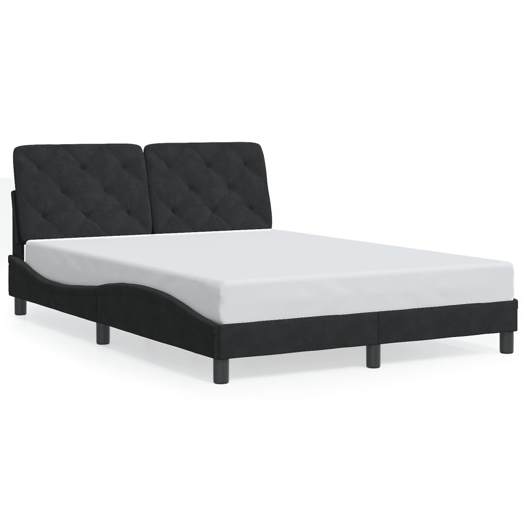 Cadre de lit sans matelas noir 140x200 cm velours