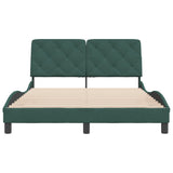 Cadre de lit sans matelas vert foncé 140x200 cm velours