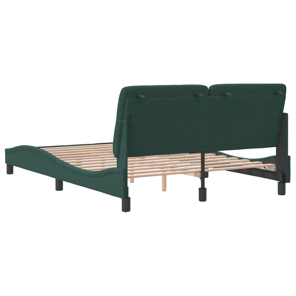 Cadre de lit sans matelas vert foncé 140x200 cm velours