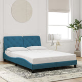 Bed frame without mattress blue 140x200 cm velvet