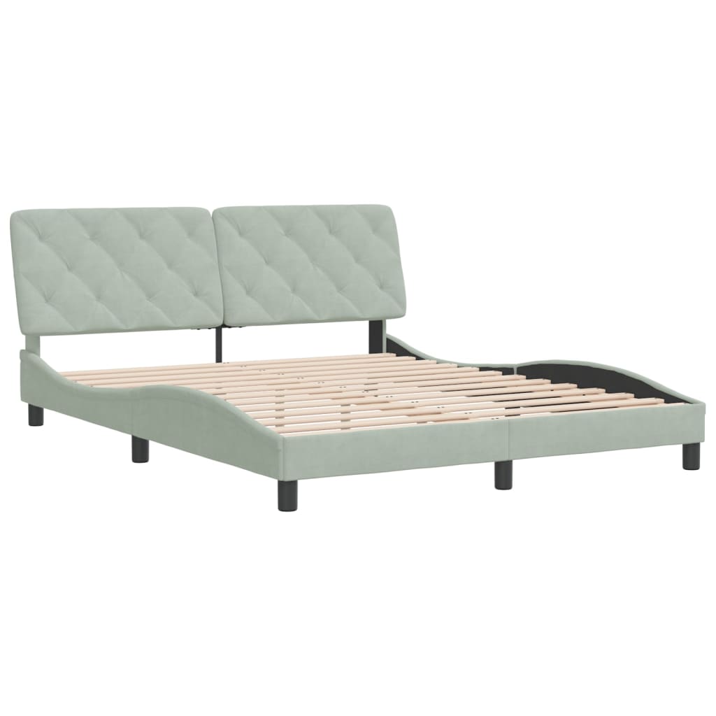 Cadre de lit sans matelas gris clair 160x200 cm velours