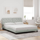 Cadre de lit sans matelas gris clair 160x200 cm velours