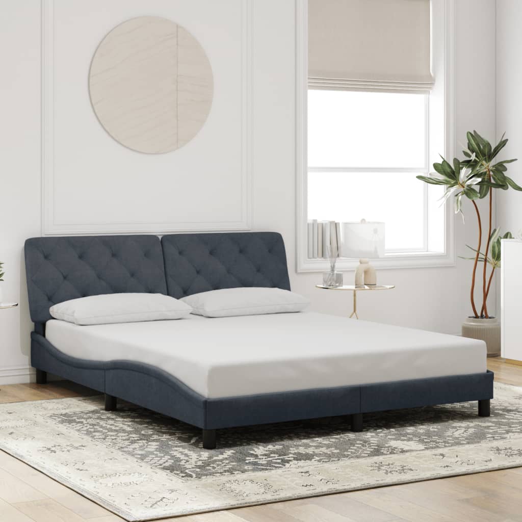 Cadre de lit sans matelas gris foncé 160x200 cm velours