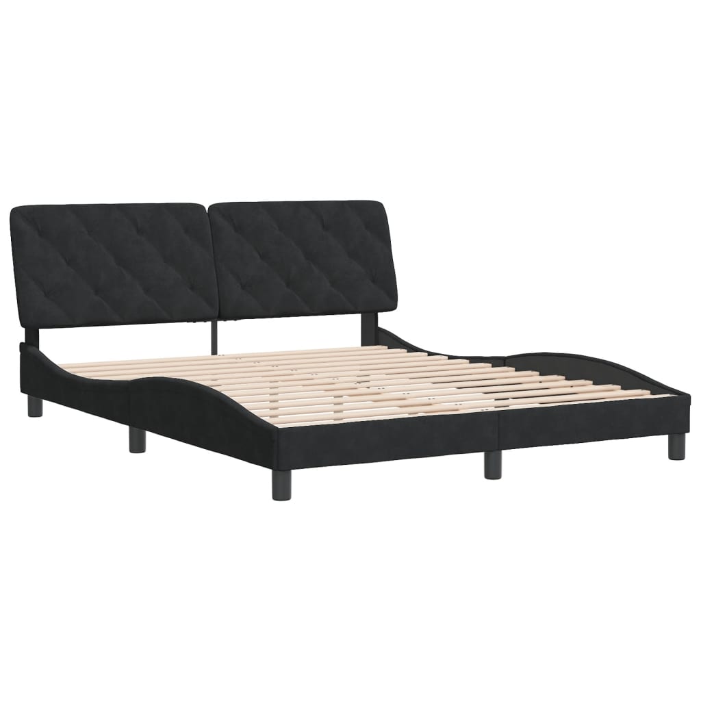 Cadre de lit sans matelas noir 160x200 cm velours