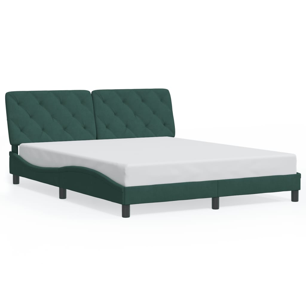 Cadre de lit sans matelas vert foncé 160x200 cm velours