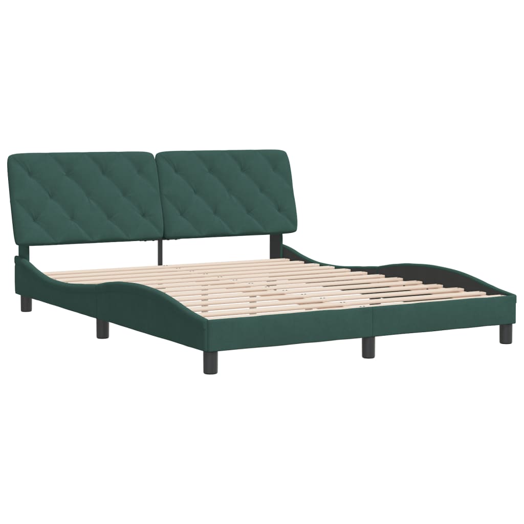 Cadre de lit sans matelas vert foncé 160x200 cm velours