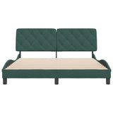 Cadre de lit sans matelas vert foncé 160x200 cm velours