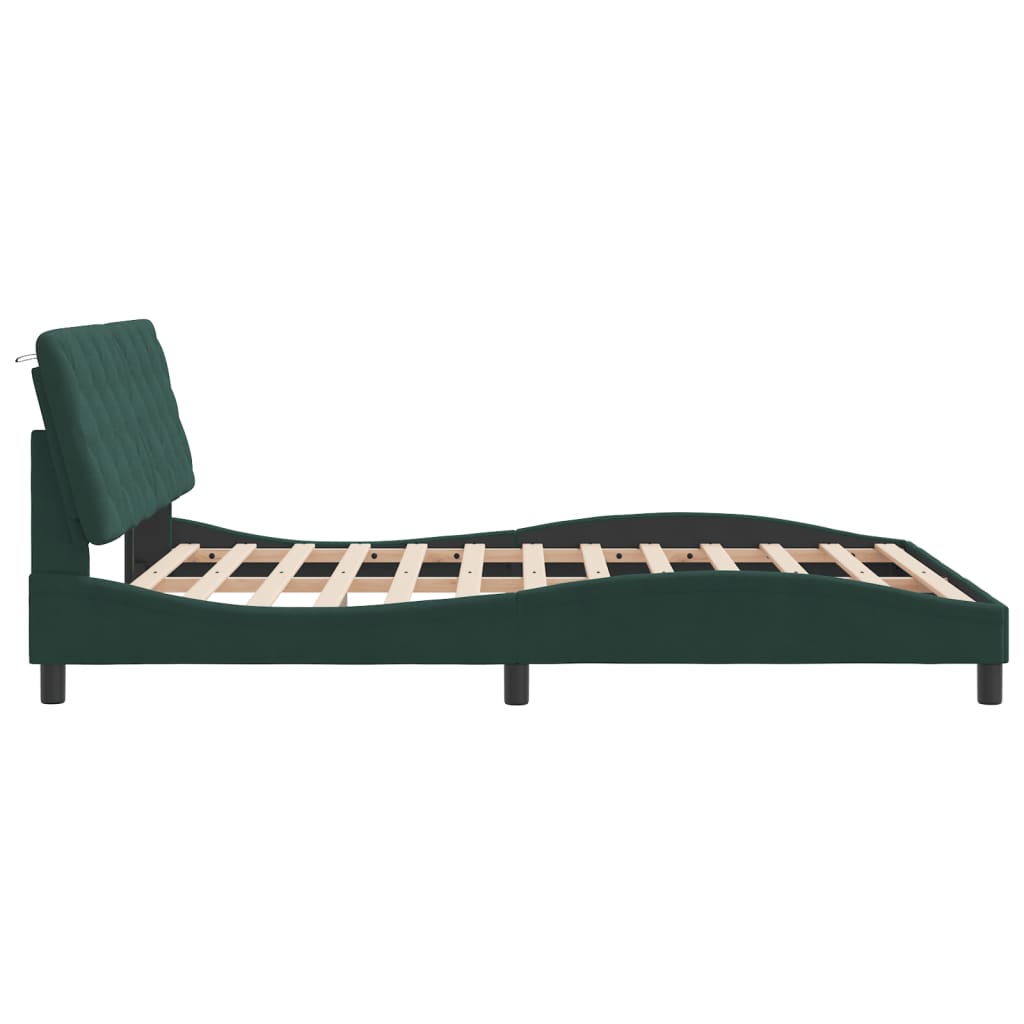 Cadre de lit sans matelas vert foncé 160x200 cm velours