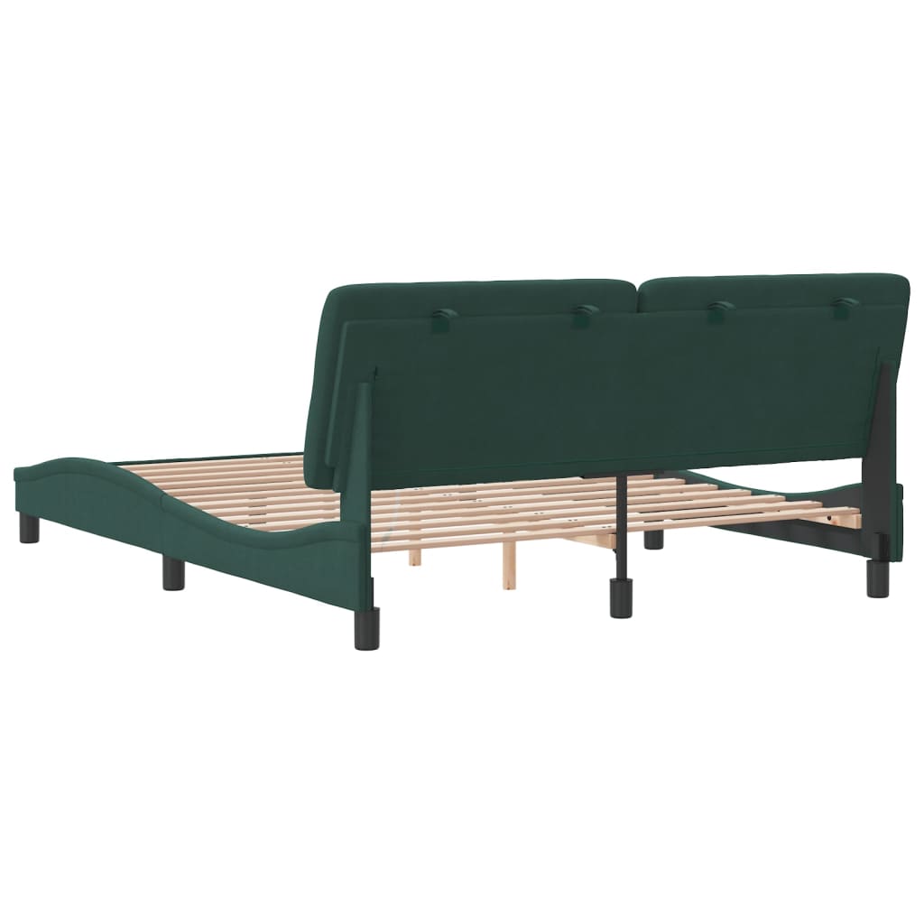 Cadre de lit sans matelas vert foncé 160x200 cm velours