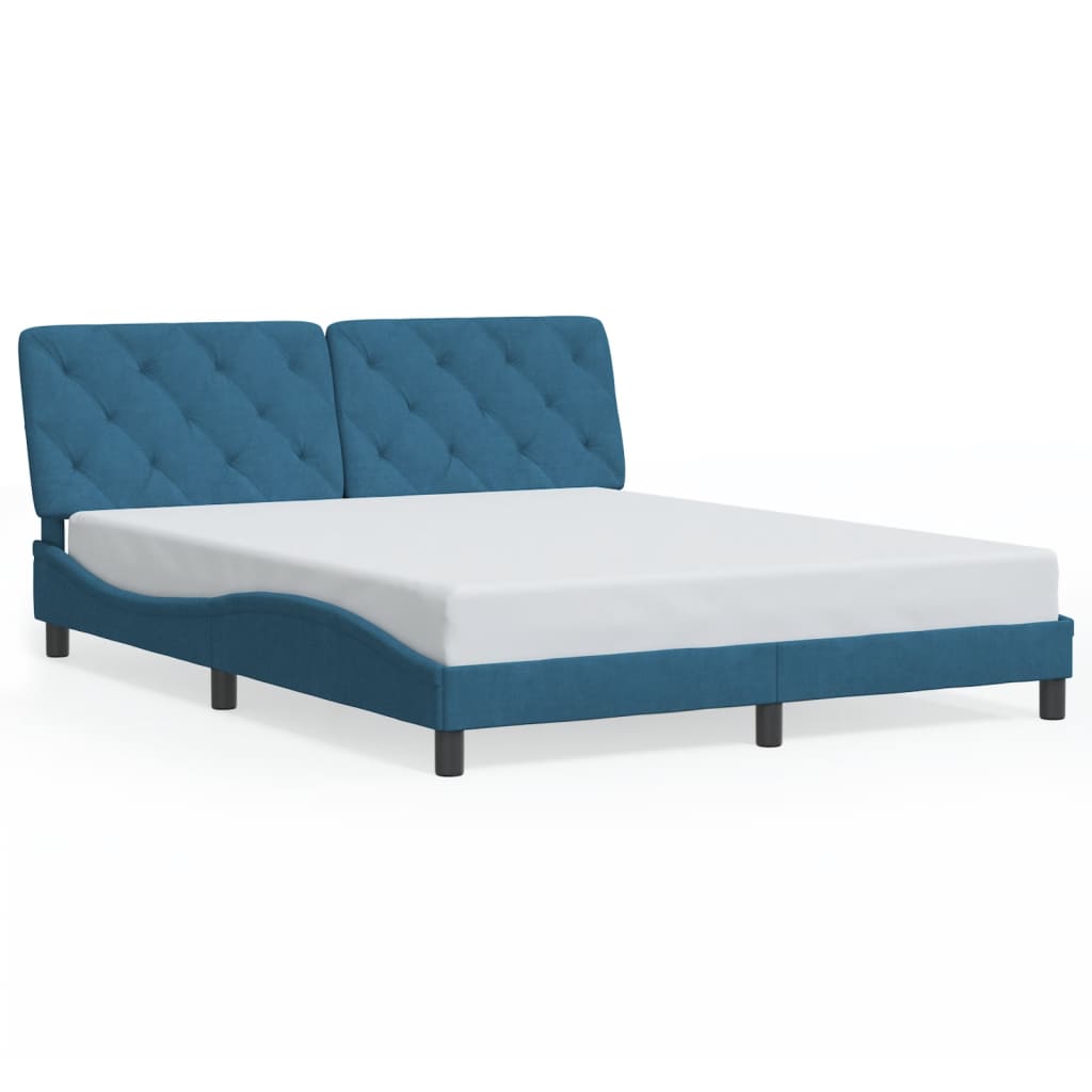 Bed frame without mattress blue 160x200 cm velvet