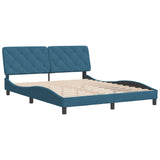 Bed frame without mattress blue 160x200 cm velvet