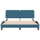 Bed frame without mattress blue 160x200 cm velvet