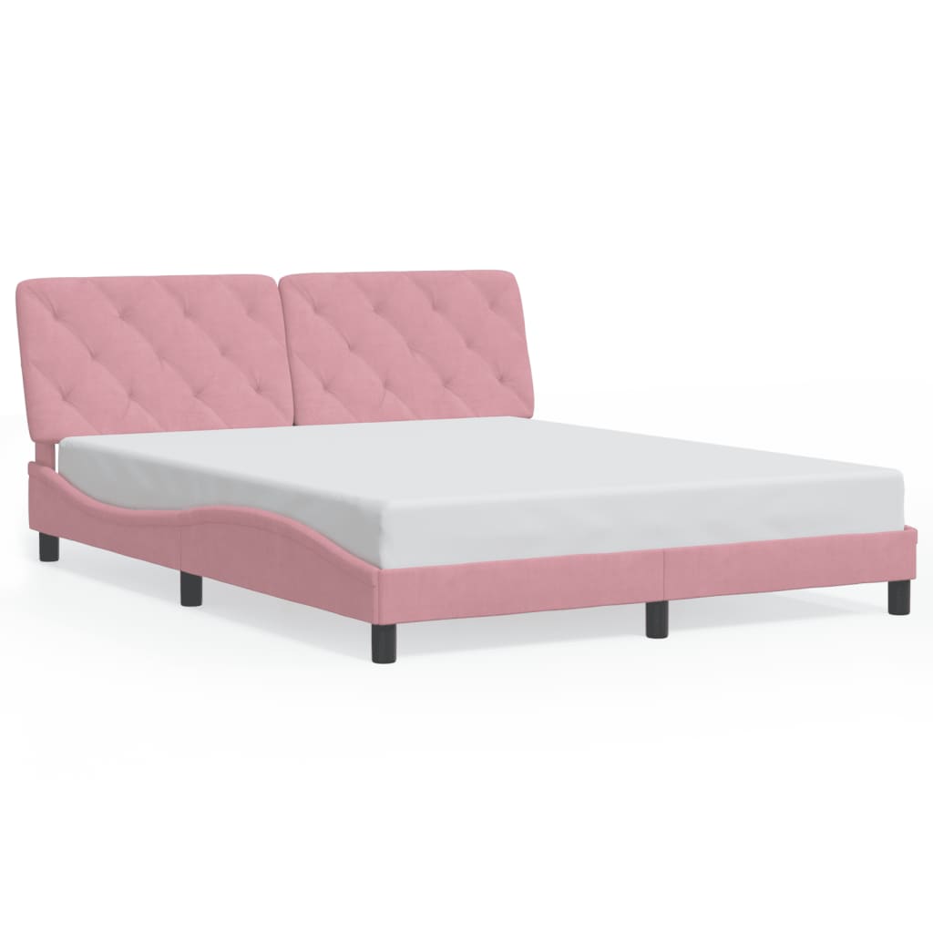 Cadre de lit sans matelas rose 160x200 cm velours