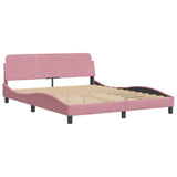 Cadre de lit sans matelas rose 160x200 cm velours