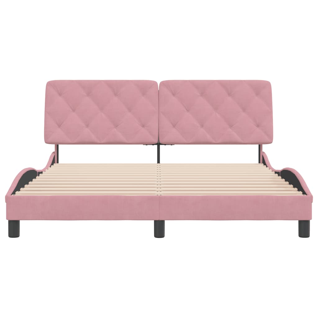 Cadre de lit sans matelas rose 160x200 cm velours