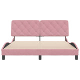 Cadre de lit sans matelas rose 160x200 cm velours