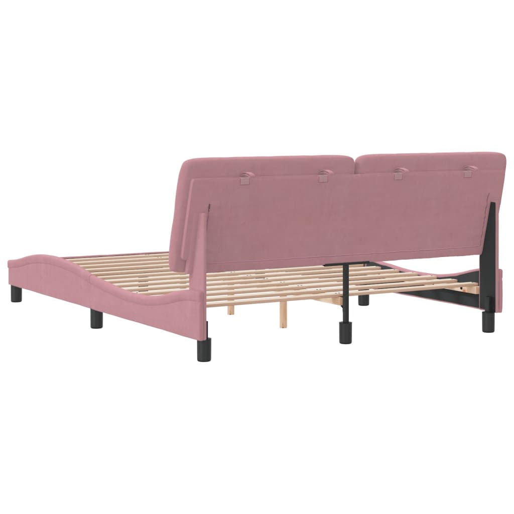 Cadre de lit sans matelas rose 160x200 cm velours