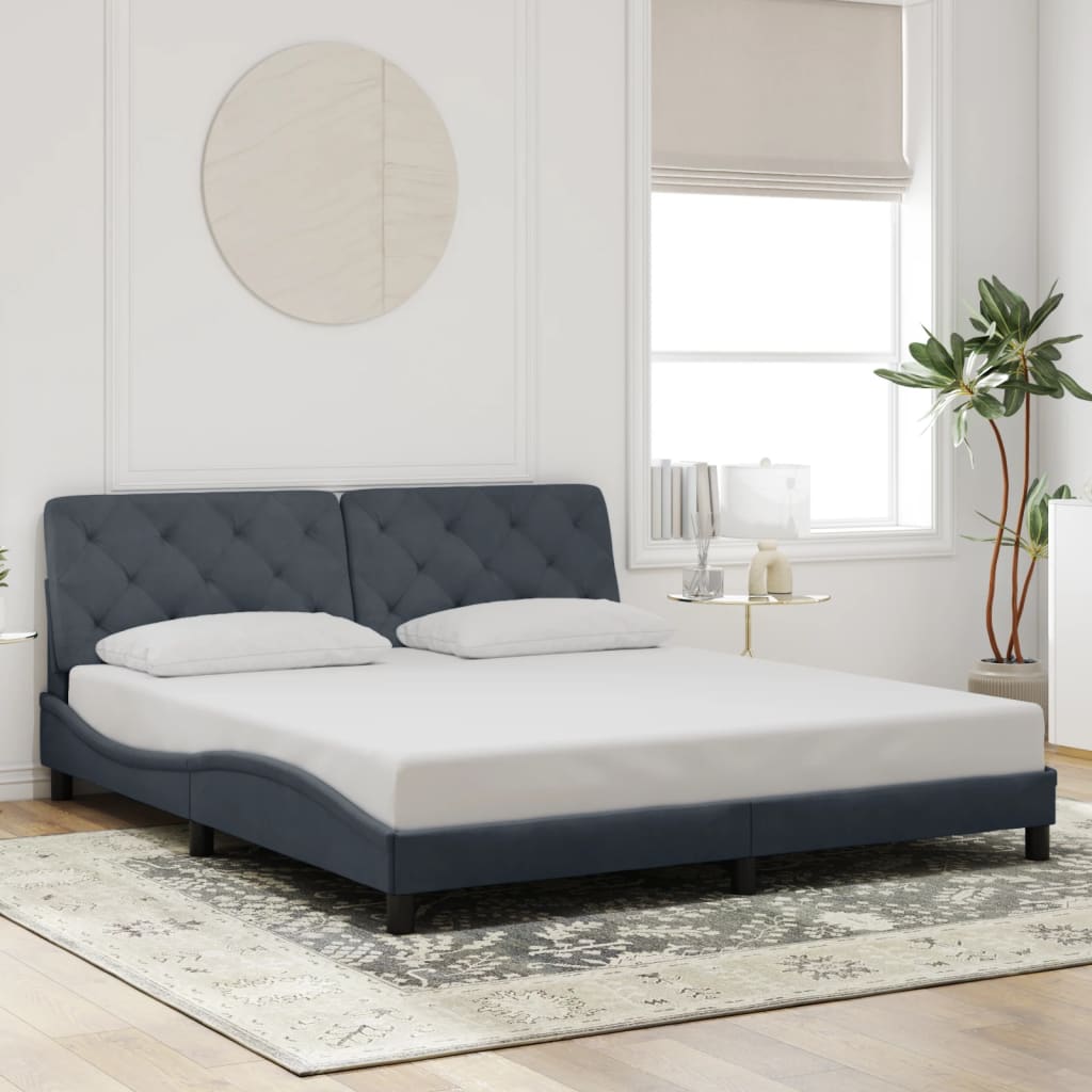 Cadre de lit sans matelas gris foncé 180x200 cm velours