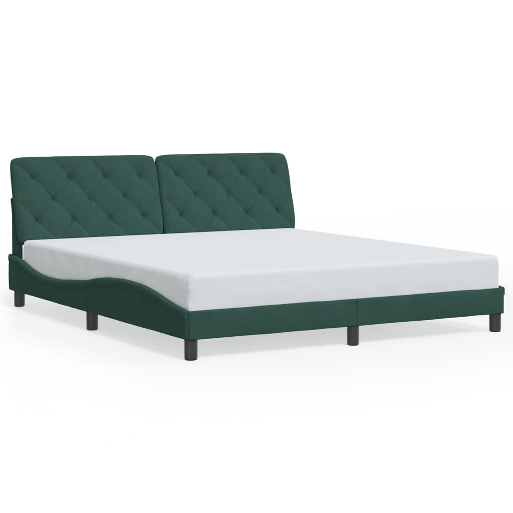 Cadre de lit sans matelas vert foncé 180x200 cm velours