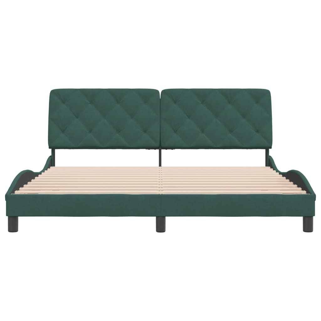 Cadre de lit sans matelas vert foncé 180x200 cm velours